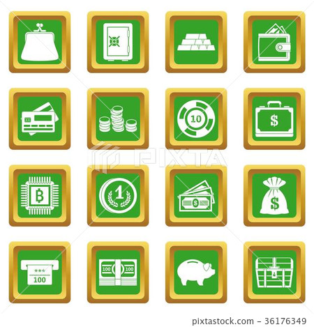 Different money icons set green Different money icons set green 36176349