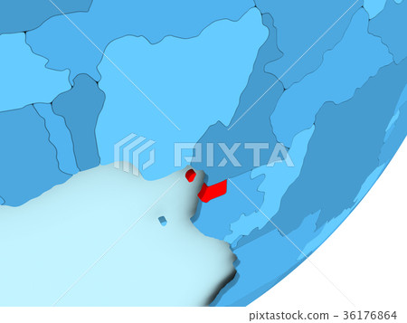 Map of Equatorial Guinea on blue political globe 36176864