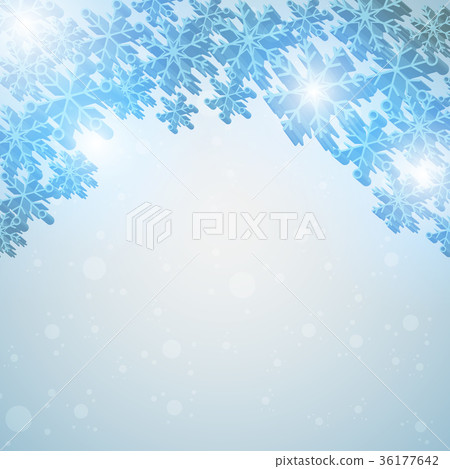 Winter blue sky with falling snow 36177642