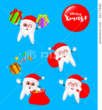 Collection of cute cartoon tooth, Santa Claus. Collection of cute cartoon tooth, Santa Claus. 36177688