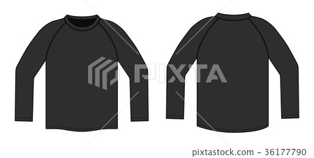 Long sleeve raglan t shirt illustration template (black x black) 36177790
