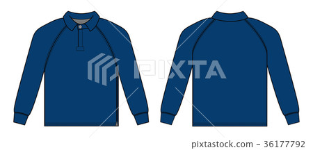 Long sleeve polo shirt · with collar cut · rugby shirt illustrations (blue) 36177792