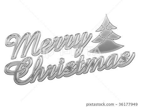 Gold Metallic Relief Shaped Curly Shaped Merry Christmas Logo, Art Nouveau Ornament 36177949