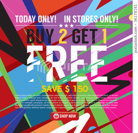 Buy 2 Get 1 Free Banner Vector Illustration 36178191