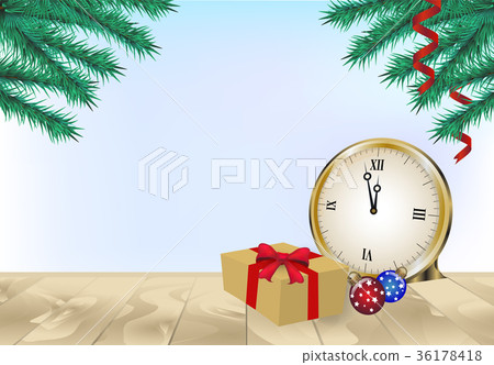 Pine tree with gift box and Christmas decoration Pine tree with gift box and Christmas decoration 36178418