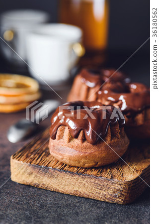 Chocolate mini bundt cakes with chocolate glaze on Chocolate mini bundt cakes with chocolate glaze on 36180562