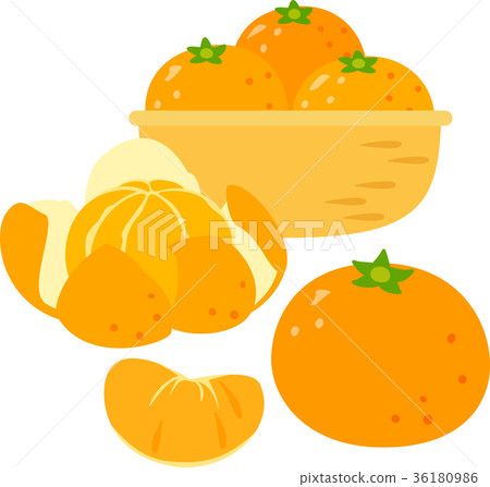 Tangerine filled with basket and peeled orange 36180986
