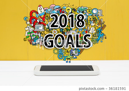 2018 Goals concept with smartphone 2018 Goals concept with smartphone 36181591