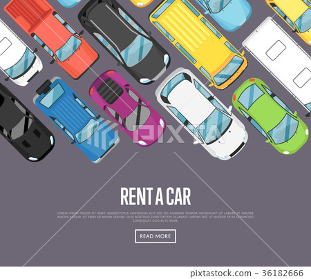 Rent a car poster with modern city cars 36182666