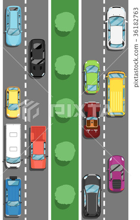 Highway traffic in rush hour poster in flat style 36182763