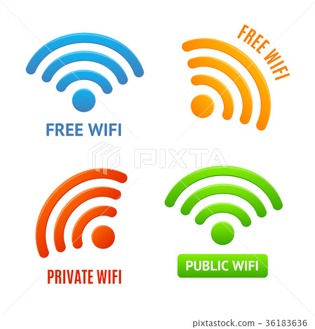 Realistic 3d Detailed Color Wifi Signs Icons Set 36183636