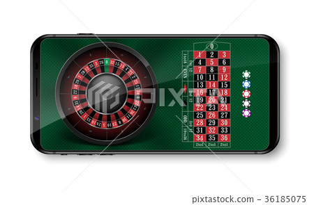 Realistic casino roulette wheel with chips Realistic casino roulette wheel with chips 36185075