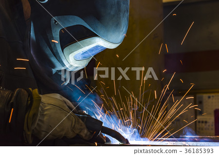 Industrial steel welder in factory Industrial steel welder in factory 36185393