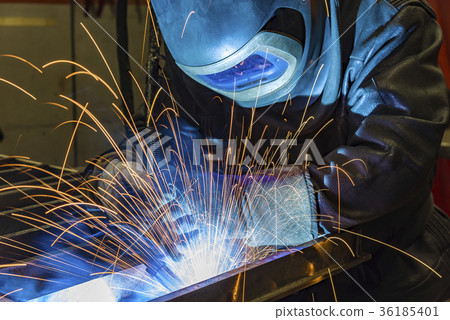 Industrial steel welder in factory Industrial steel welder in factory 36185401