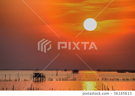 The fisherman's hut with sunrise in the morning 36185613