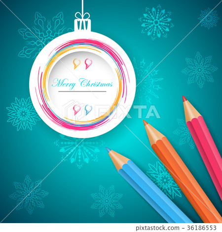 New Year s ball with pencil - vector illustration. 36186553