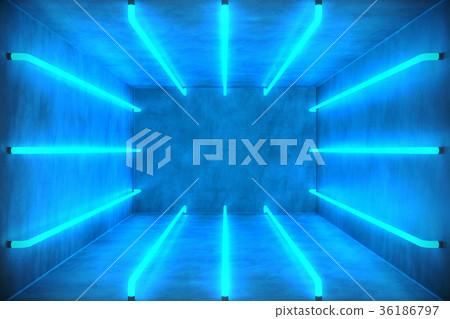 3D Illustration Abstract blue room interior with - Stock Illustration ...