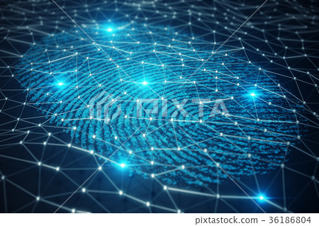 3D illustration Fingerprint scan provides security 3D illustration Fingerprint scan provides security 36186804