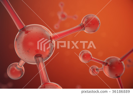 3D illustration Atoms structure. Science or 3D illustration Atoms structure. Science or 36186889