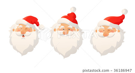 Happy smiling Santa Claus head with red hat and 36186947