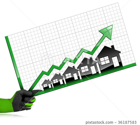 Growing Real Estate Sales - Graph with Houses 36187583