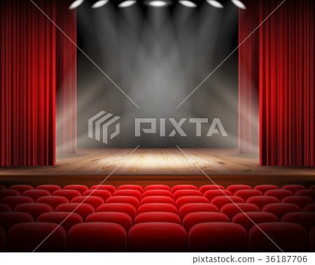 Red curtain and empty theatrical scene 36187706