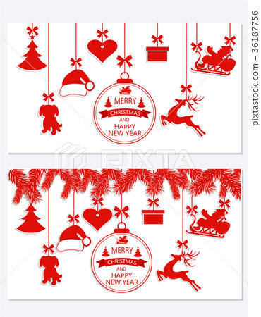 New Year Christmas. Set different hanging 36187756