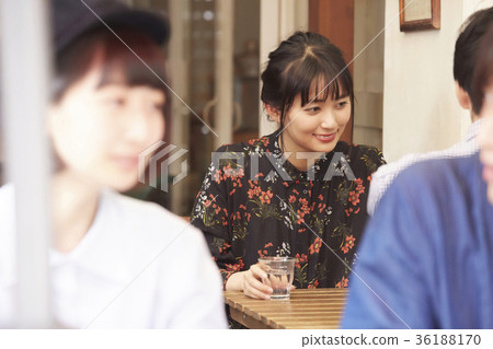 Young people spending time in a cafe Young people spending time in a cafe 36188170