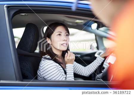 Driver calling the road service 36189722