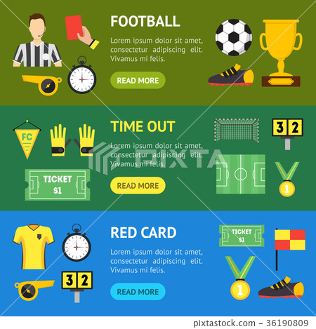 Cartoon Soccer Sport Game Banner Horizontal Set 36190809