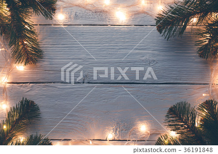 Photo of Christmas wooden gray surface with Photo of Christmas wooden gray surface with 36191848