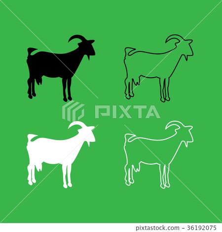 Goat icon Black and white color set Goat icon Black and white color set 36192075