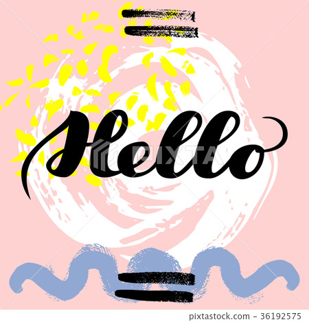 Hello. Vector hand drawn brush lettering on - Stock Illustration ...