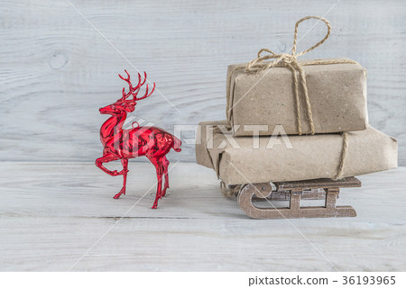 red deer and gift boxes 36193965