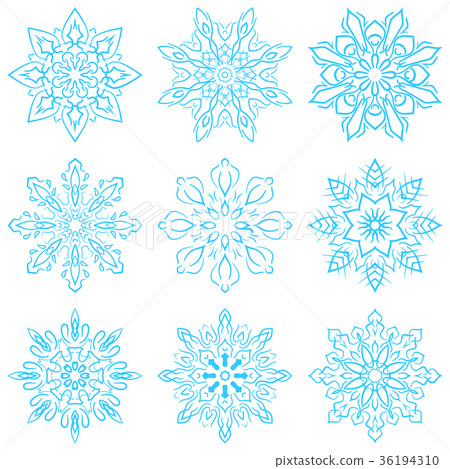 Set four blue snowflakes. 36194310
