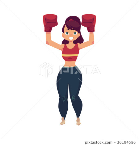 vector flat muscular althlete boxer woman vector flat muscular althlete boxer woman 36194586