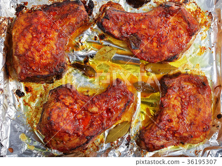 close-up of Oven Roasted juicy Pork Chops 36195307
