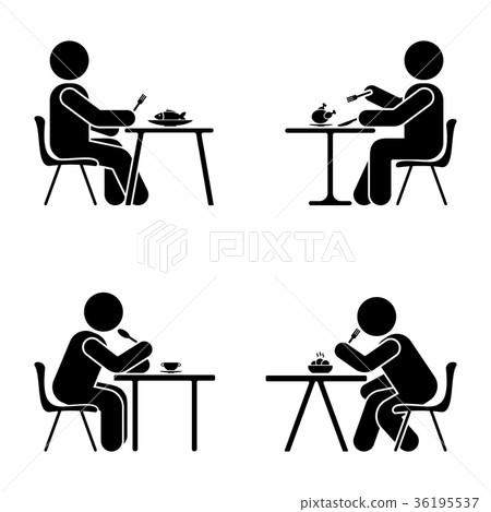 Eating and sitting vector pictogram - Stock Illustration [36195537] - PIXTA