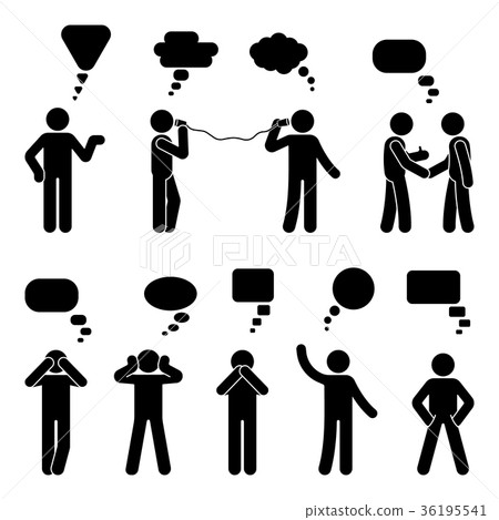 Stick figure dialog speech bubbles set 36195541