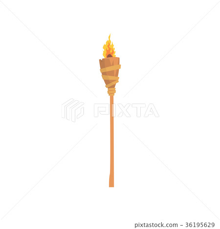 Burning beach bamboo torch cartoon vector Burning beach bamboo torch cartoon vector 36195629