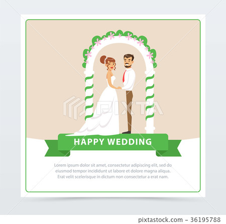 Bride in white wedding dress and groom in black 36195788