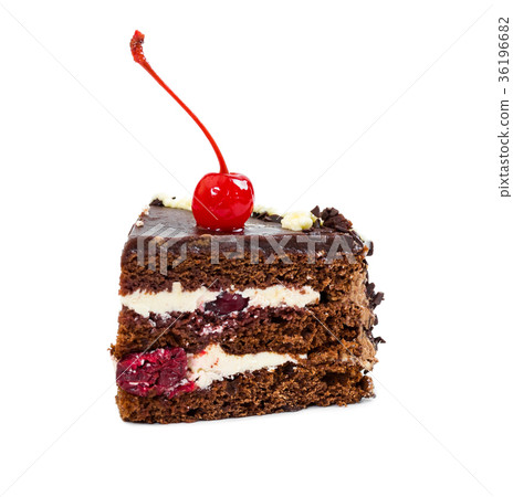 Piece of chocolate cherry cake 36196682