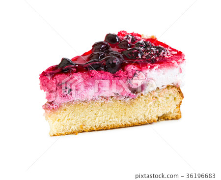 Piece of cake with souffle and black currant 36196683