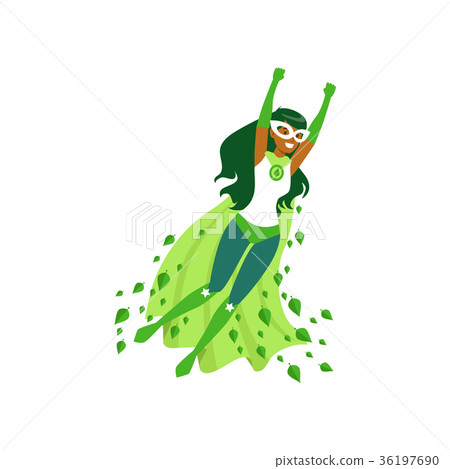 Black woman superhero in flying pose with hands up Black woman superhero in flying pose with hands up 36197690