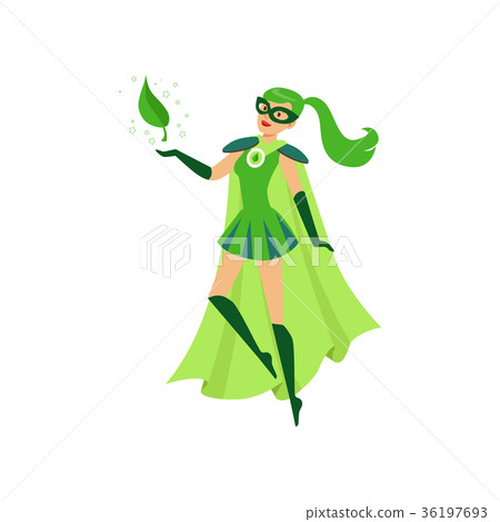 Beautiful eco superhero girl soar in air Beautiful eco superhero girl soar in air 36197693