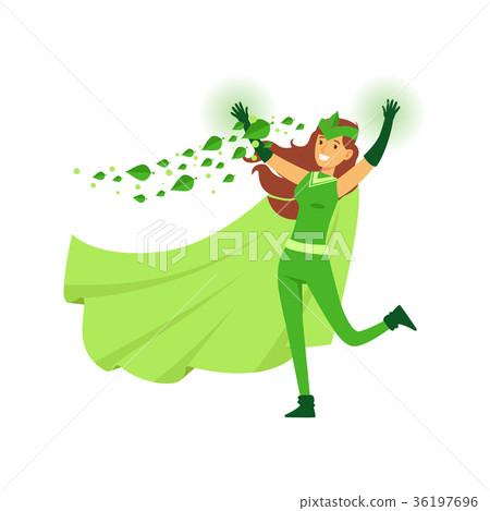 Beautiful woman eco superhero in costume, mask and - Stock Illustration  [36197696] - PIXTA