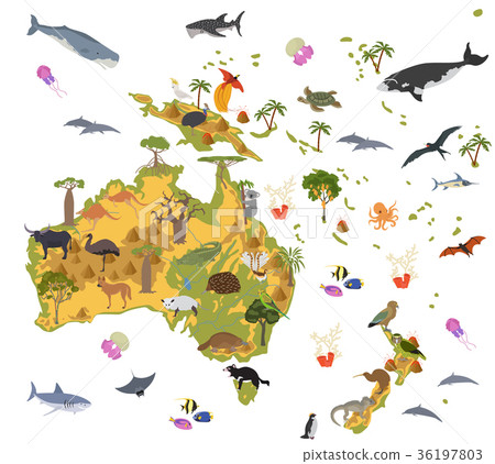 Australia and Oceania flora and fauna map 36197803