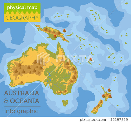 Australia and Oceania physical map elements 36197839