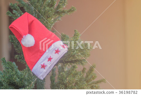 Hat of Santa Claus on Christmas trees Hat of Santa Claus on Christmas trees 36198782