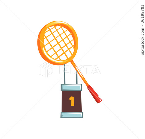 Illustration of champion golden trophy with tennis 36198783